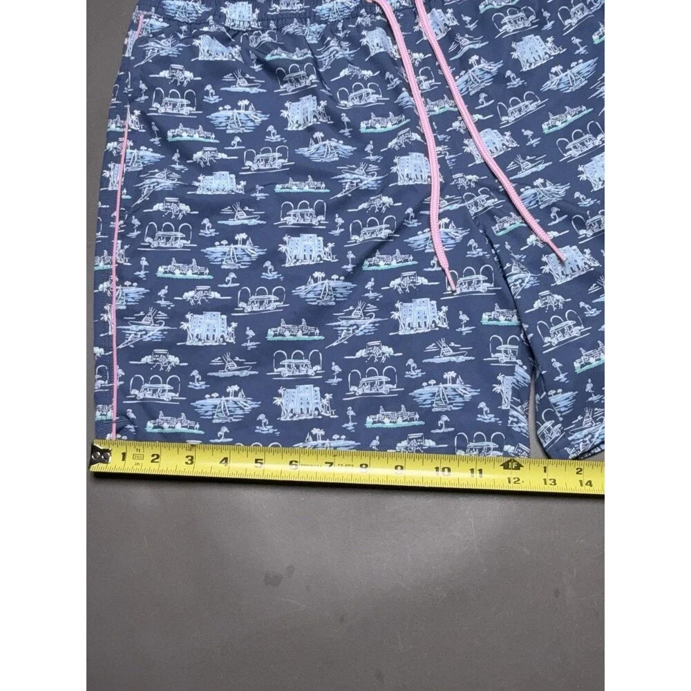 Vineyard Vines Printed Chappy Swim Trunks Shorts Blue Lined Men’s Size L